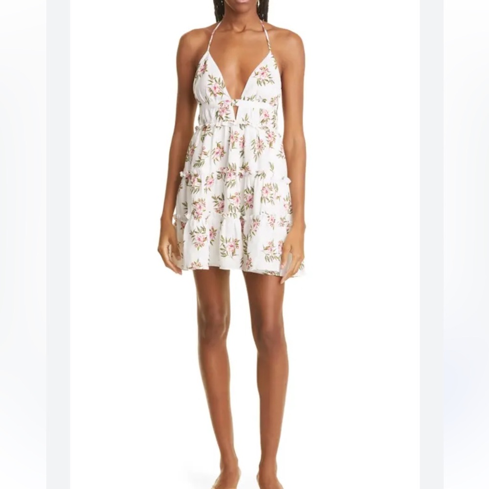 Cami NYC Doris‎ dress with a white pink green floral print sz XS